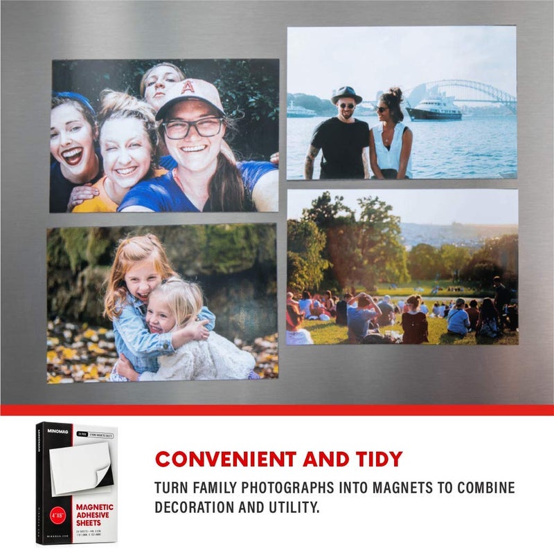 Minomag 4x6 inch Magnetic Adhesive Sheets 24 Pack | Strong Magnetic Sheets with Adhesive Backing for Refrigerator Photo Magnets and Save The Date Magnets - Image 4